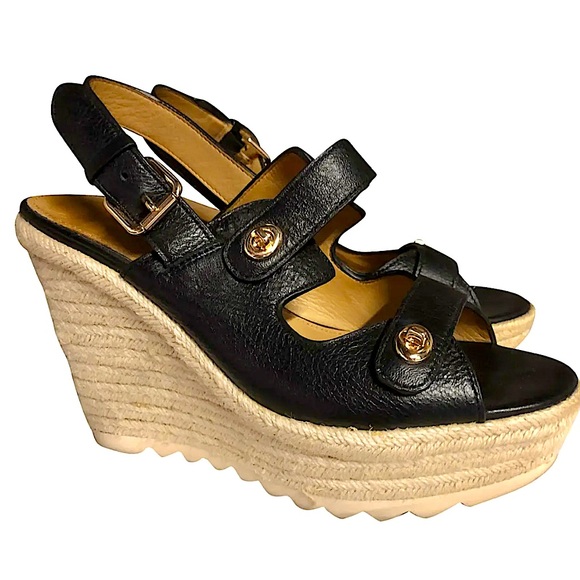 Coach Electra Espadrille Wedge Sandals in Black - Picture 4 of 16